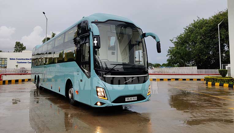 Volvo coach panoramic highway view